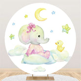 Rosa Elefant Und Mond Stern Runden Baby Dusche Hintergrund
